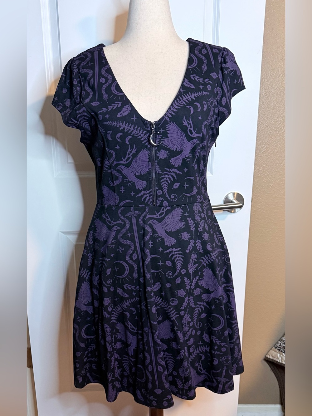 NWT Midnight Hour | Women’s L | Zip Front Skater Dress | Black Purple | Sold Out